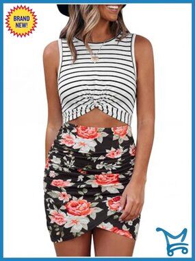 Sleeveless Twist Knot Mini Dress Ruched A-Line Club Party Summer